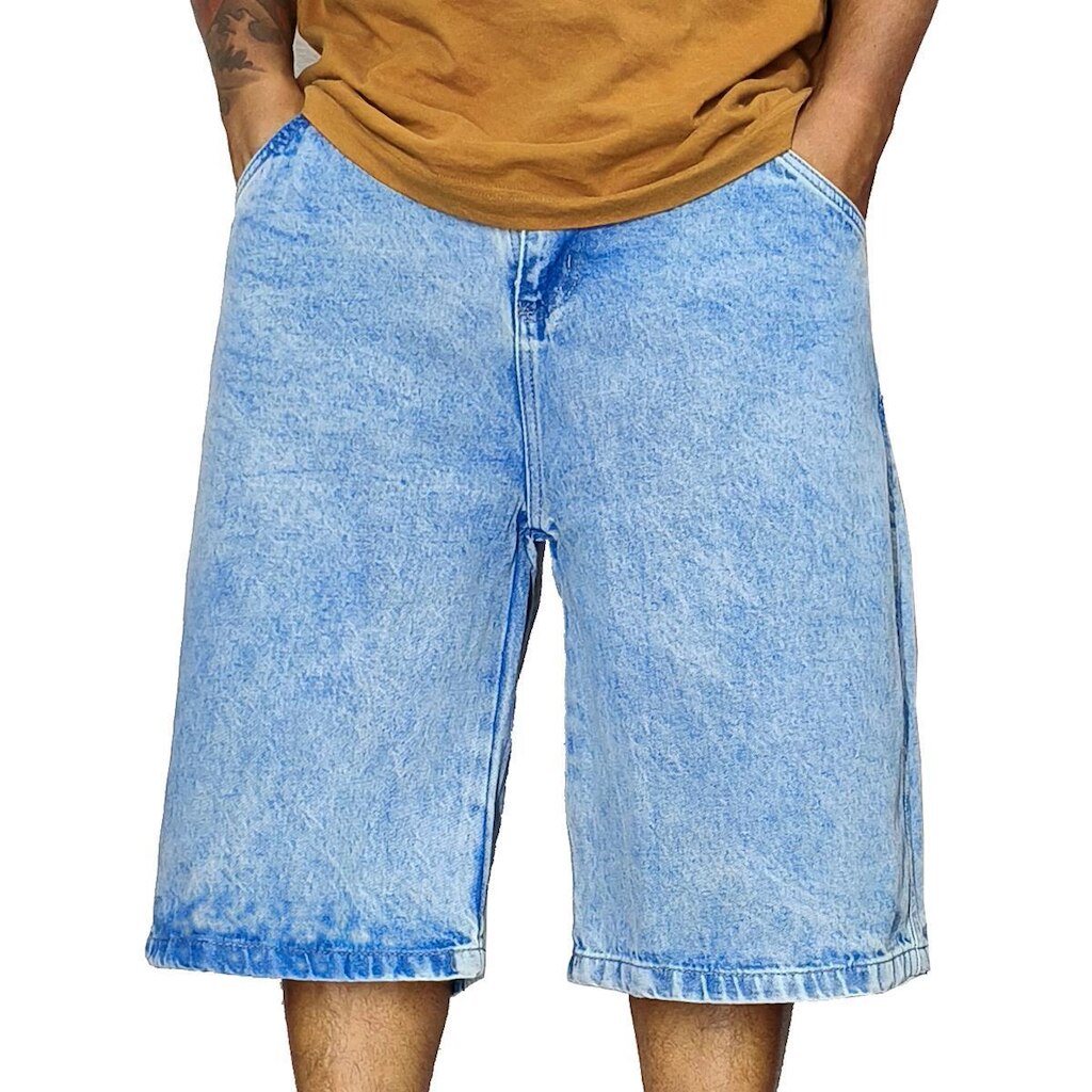 Bermuda Jeans Jorts Trip Side Bordado Azul Lavado BJ01