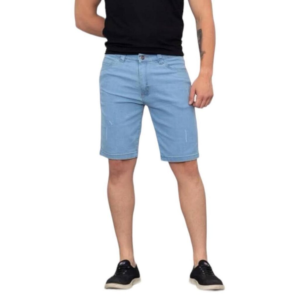 Bermuda Jeans LISO SKINNY Masculina Casual Elastano Slim 409