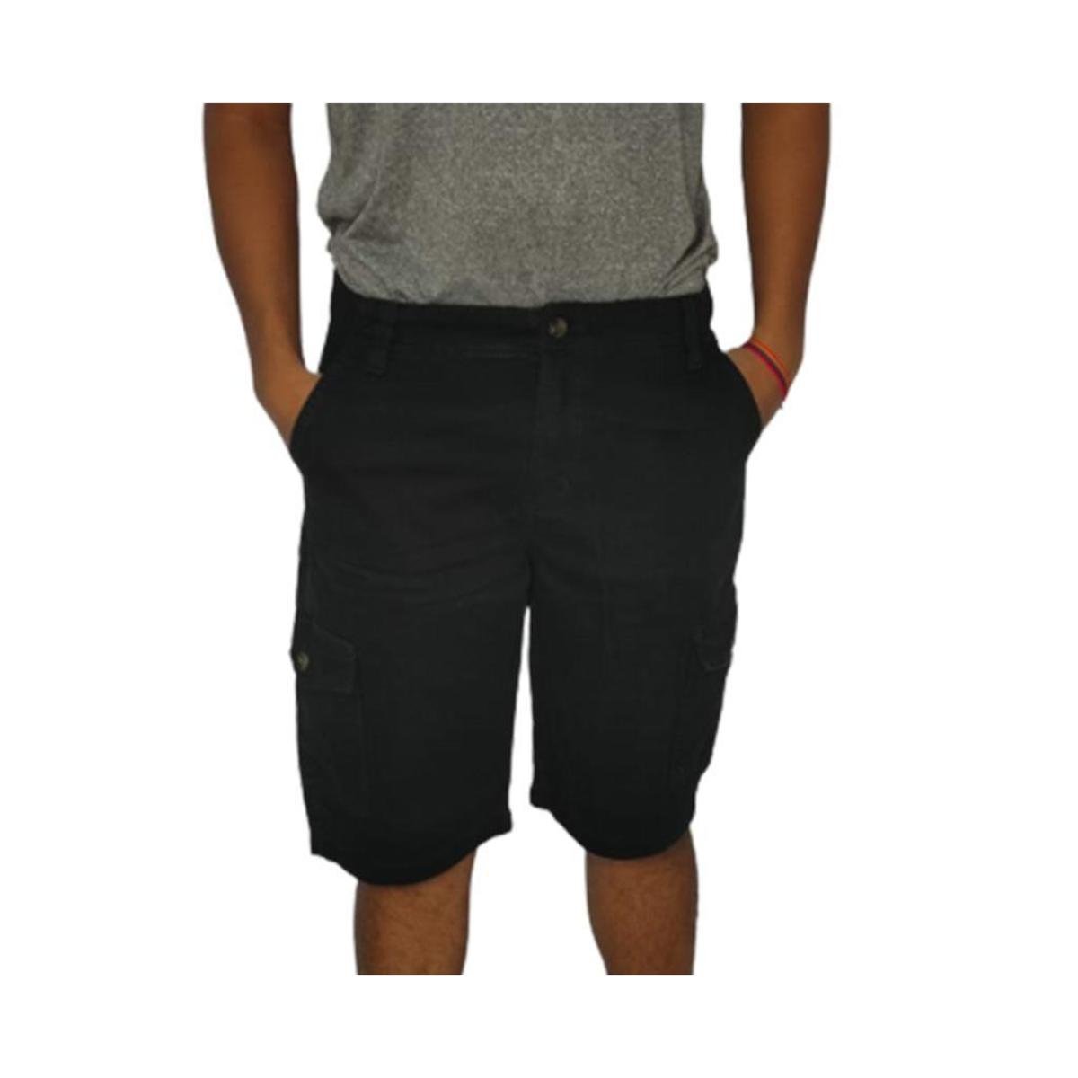 Bermuda Jeans Masculina Cargo Preto Menor preço em Bermuda Jeans Masculina Cargo Preto