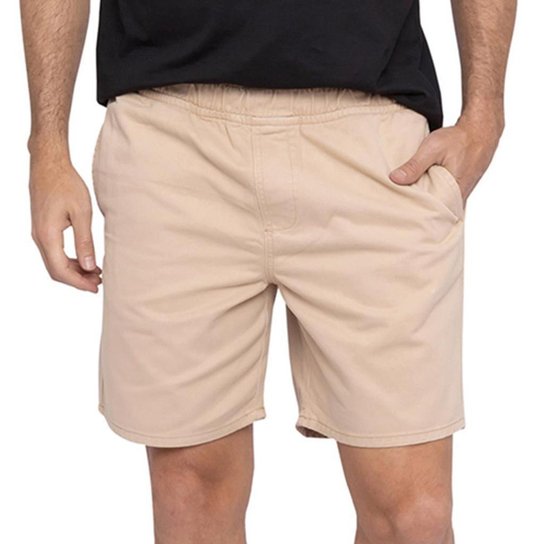 Bermuda Jeans Masculina Jogger Elástico Na Cintura - Cáqui Menor preço em Bermuda Jeans Masculina Jogger Elástico Na Cintura - Cáqui