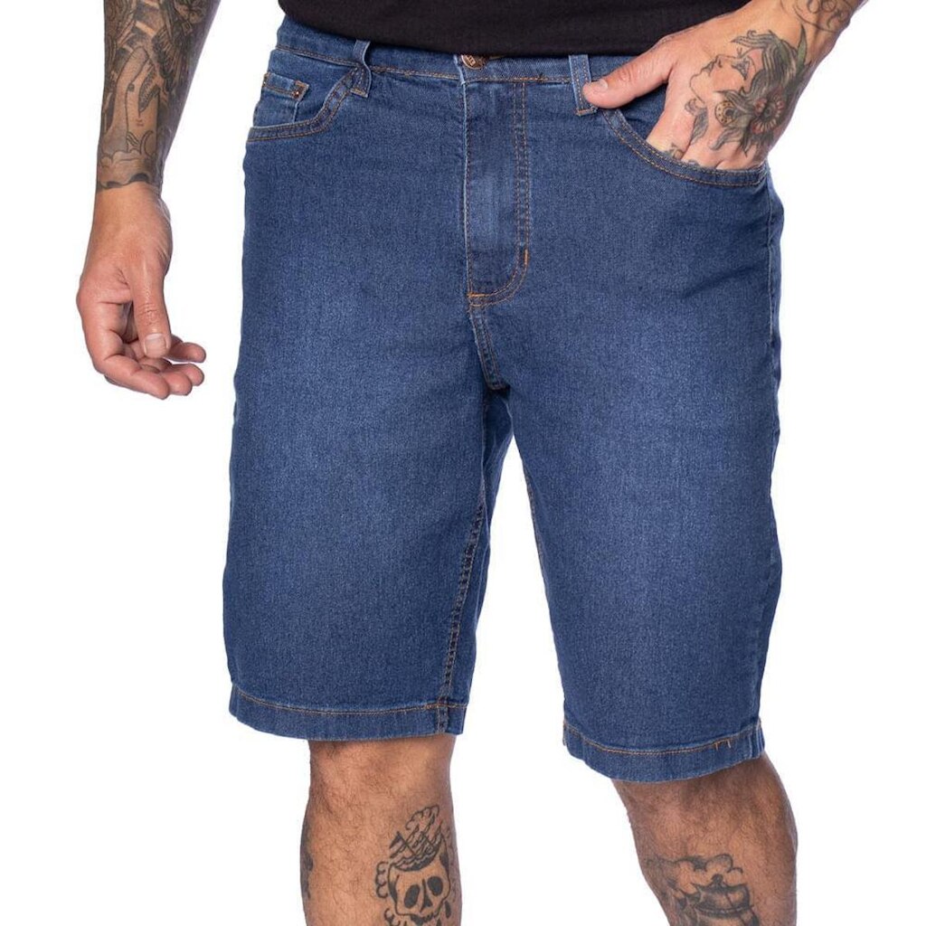 Bermuda Jeans Masculina Max Denim Reta Azul