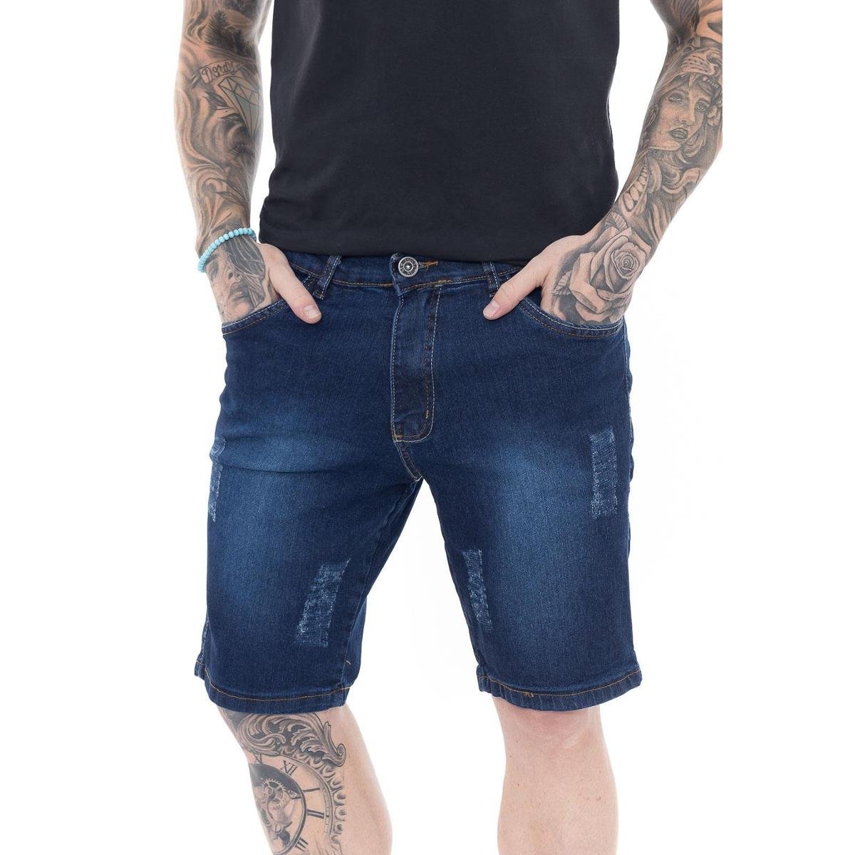 Bermuda Jeans Masculina Mega Premium Blue Premium Menor preço em Bermuda Jeans Masculina Mega Premium Blue Premium