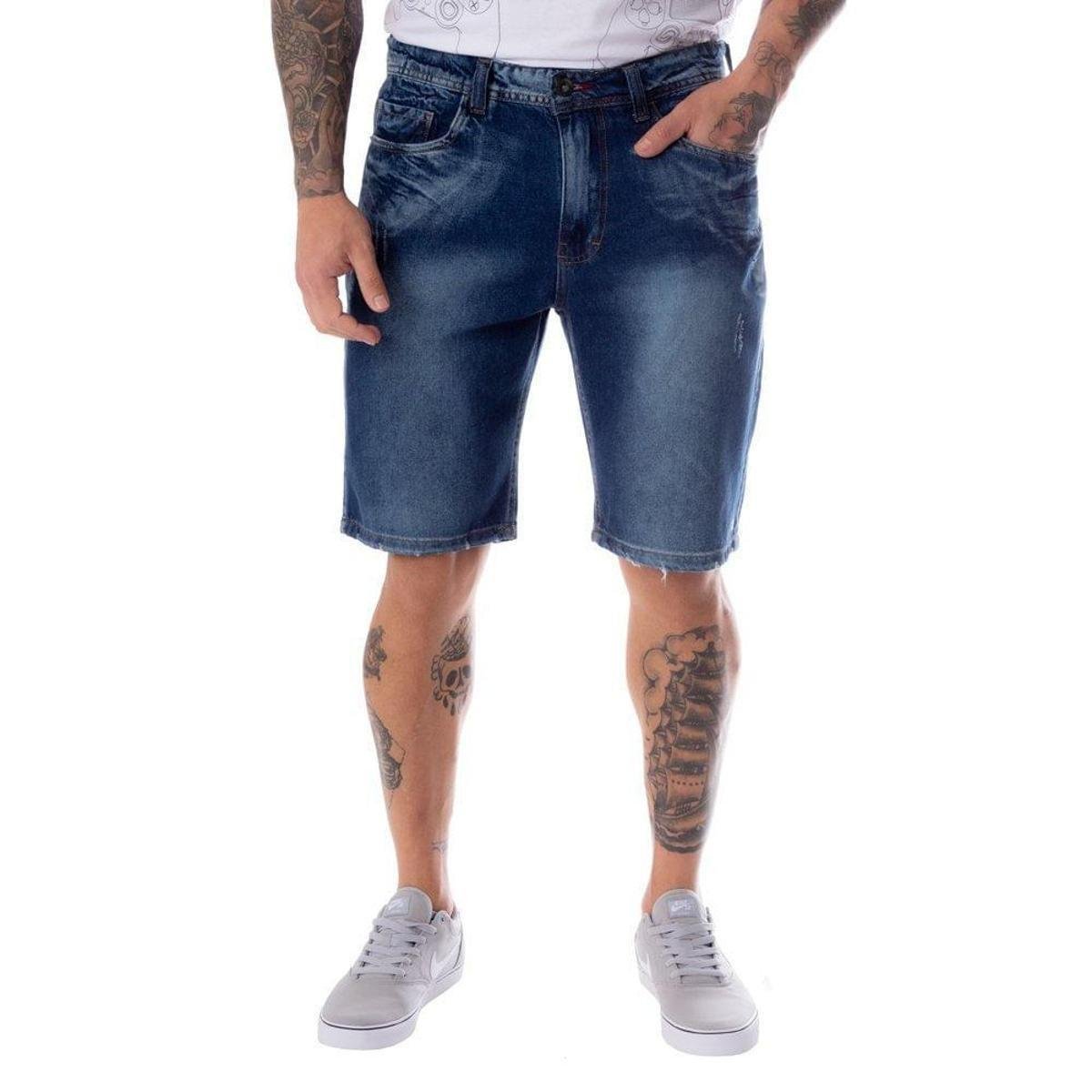 bermuda jeans azul marinho