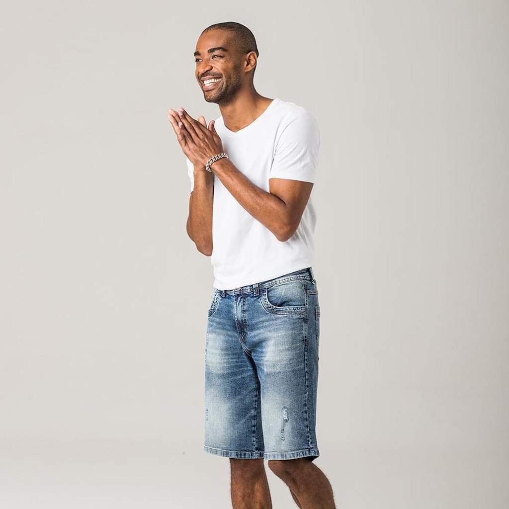 Bermuda Jeans Masculina Puídos Zune