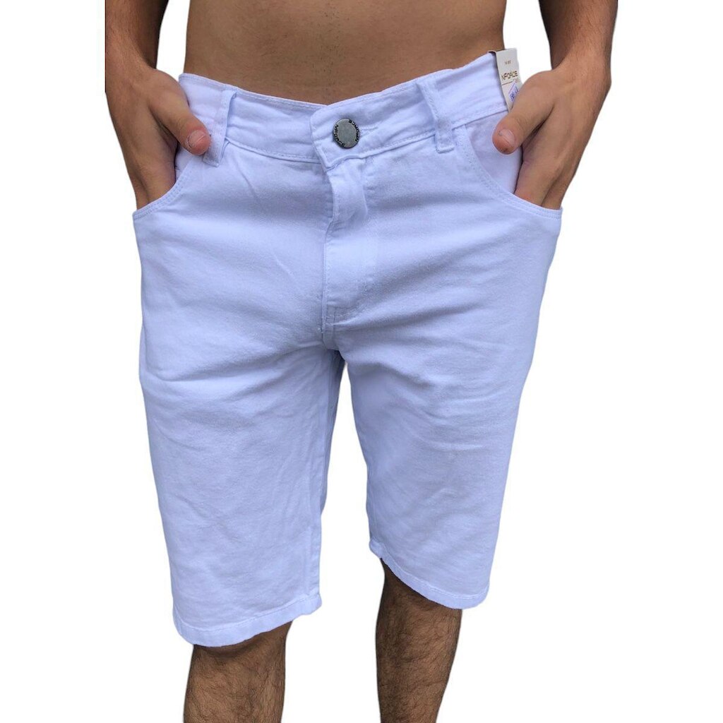 Bermuda Jeans Premium Masculina Branca Nforc