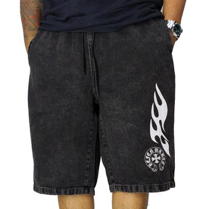 Bermuda Jeans Refen Flames Preto Lavado Jorts - Preto | Netshoes