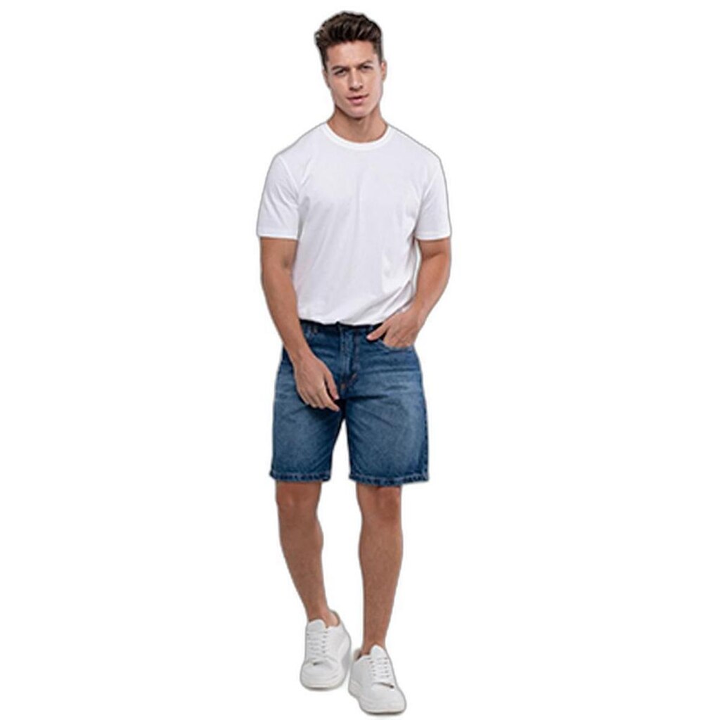 BERMUDA JEANS SLIM FIT MASCULINA BÁSICA ALGODÃO