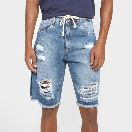 Bermuda Jeans Terminal Street Destroyed Masculina - Azul é ruim? Bermuda Jeans Terminal Street Destroyed Masculina - Azul é boa?