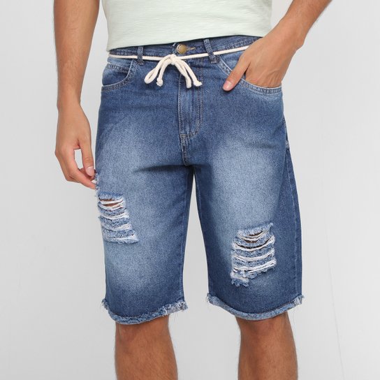 Bermuda Jeans The Cove Premium Rasgada Masculina - Azul Escuro é ruim? Bermuda Jeans The Cove Premium Rasgada Masculina - Azul Escuro é boa?