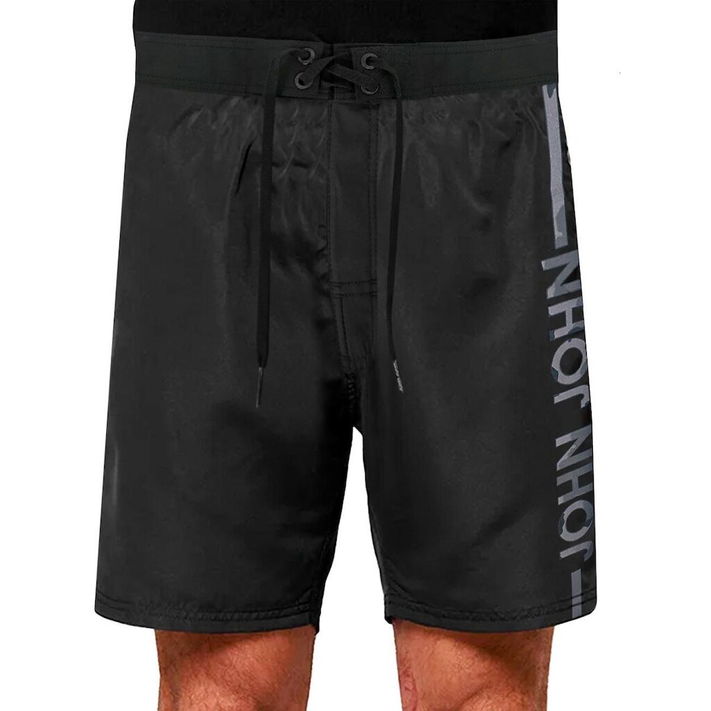 Bermuda John John Masculina D'Agua Black Military Logo Preta