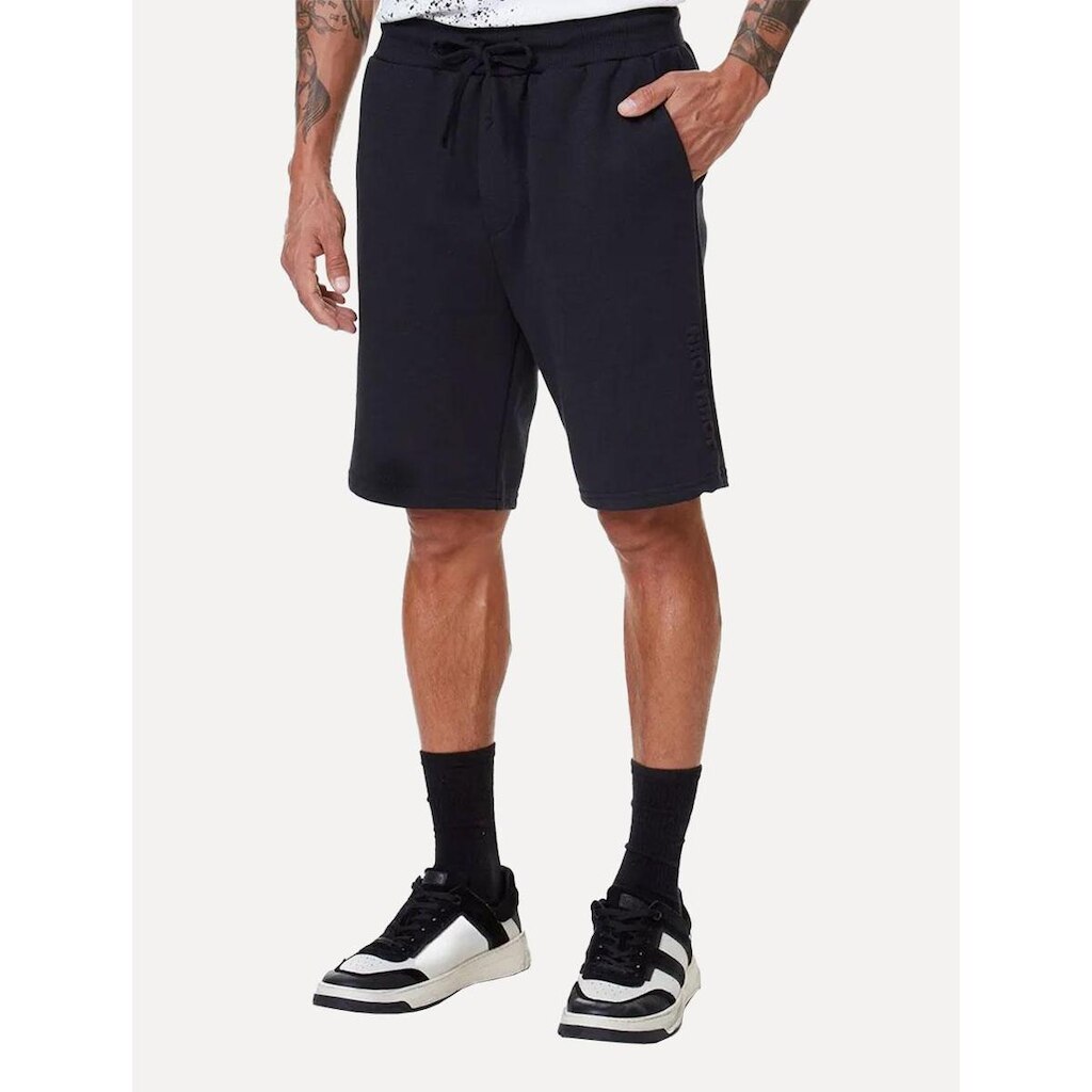 Bermuda John John Masculina Moletom Black Embossed Logo Preta