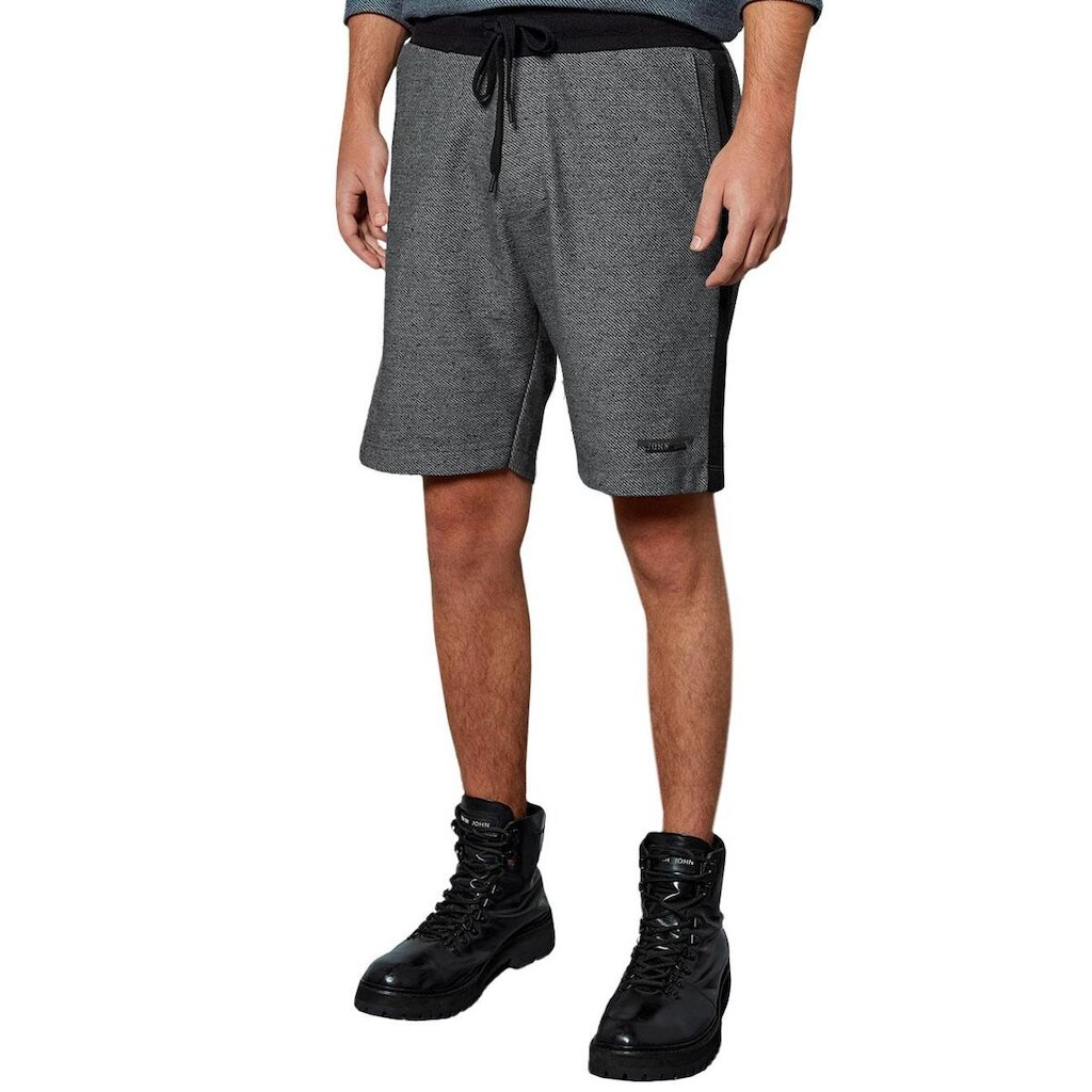 Bermuda John John Masculina Moletom Stripe Cinza Mescla