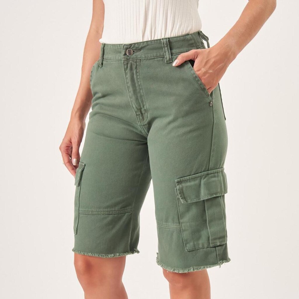 Bermuda Jorts Cargo Jeans Verde Floresta