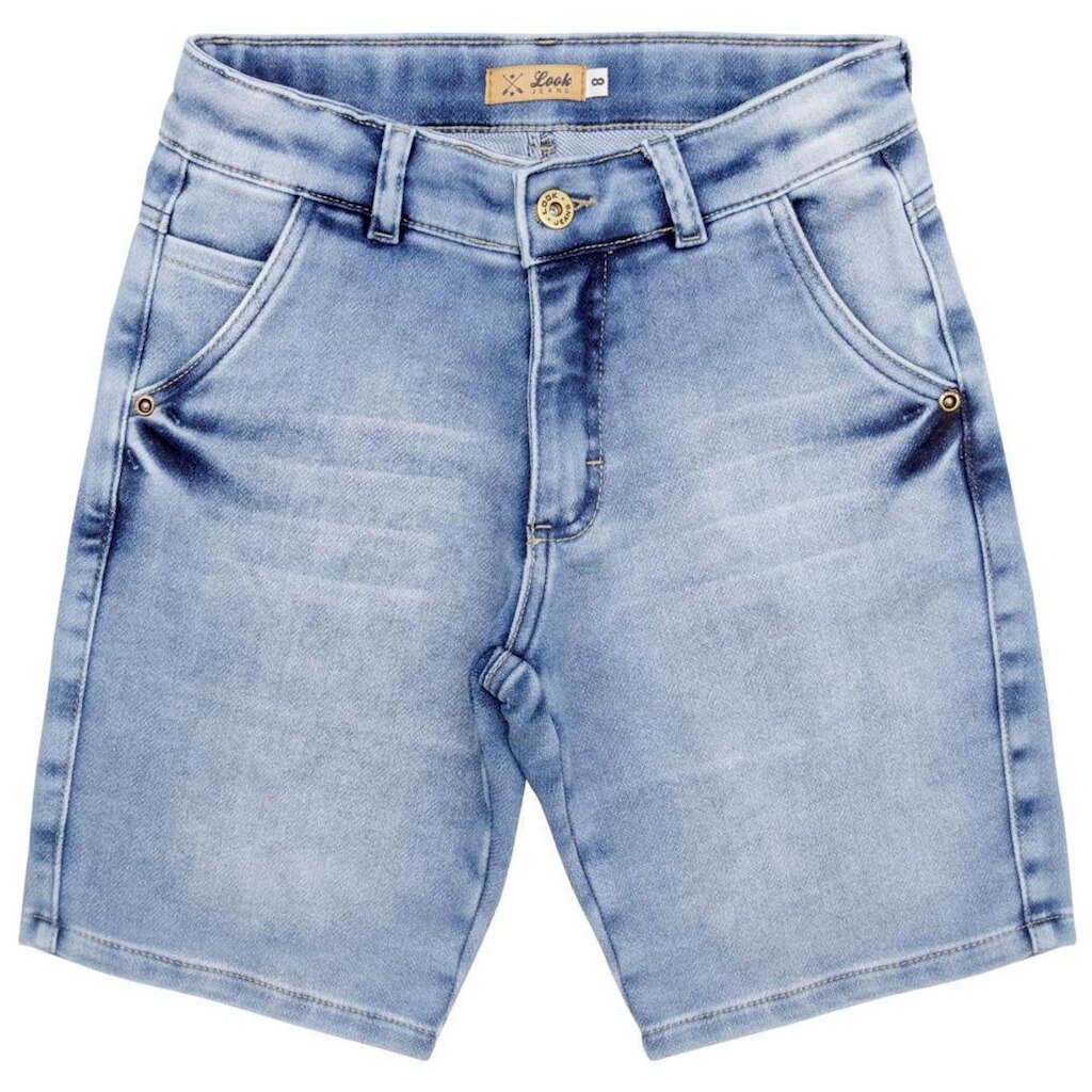 Bermuda Juvenil Look Jeans Clássica Jeans Moletom - UNICA - 10