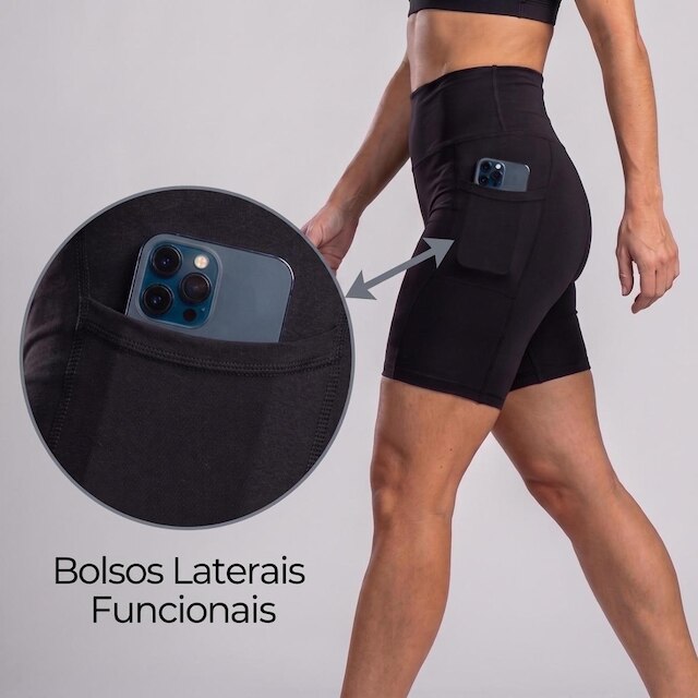 Bermuda Legging Suplex Grosso com Bolso Lateral Academia