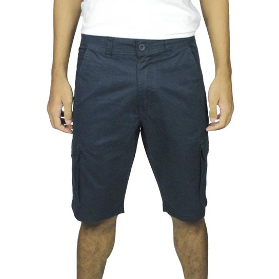 Bermuda Macaw Cargo Sarja Bront Masculina - Azul Menor preço em Bermuda Macaw Cargo Sarja Bront Masculina - Azul