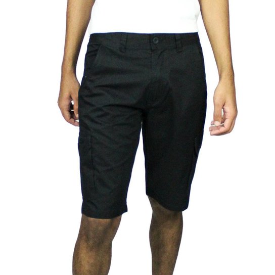 Bermuda Macaw Cargo Sarja Bront - Preto Menor preço em Bermuda Macaw Cargo Sarja Bront - Preto