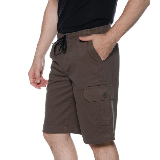 Bermuda Macaw Cargo Sarja Elástico 7731 - Verde Menor preço em Bermuda Macaw Cargo Sarja Elástico 7731 - Verde