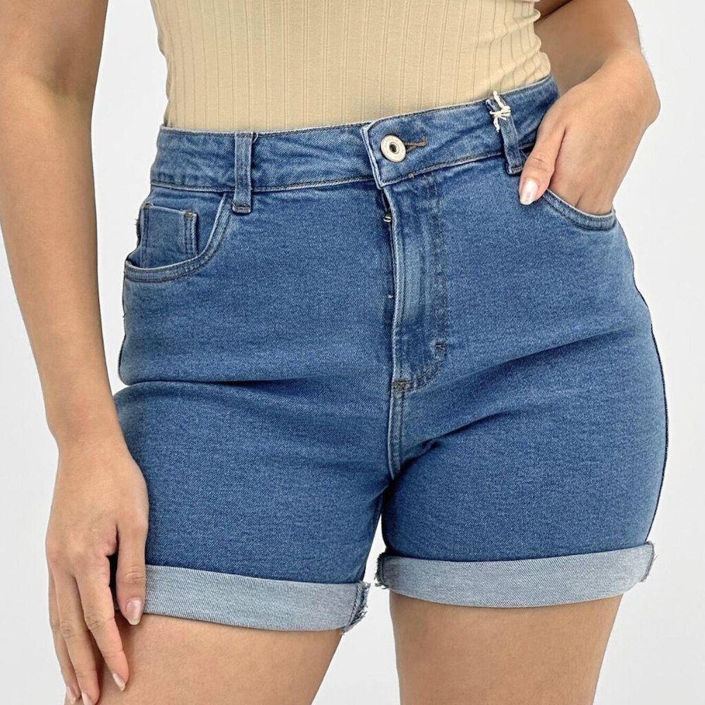 Bermuda Malwee Jeans Boyfriend Feminina