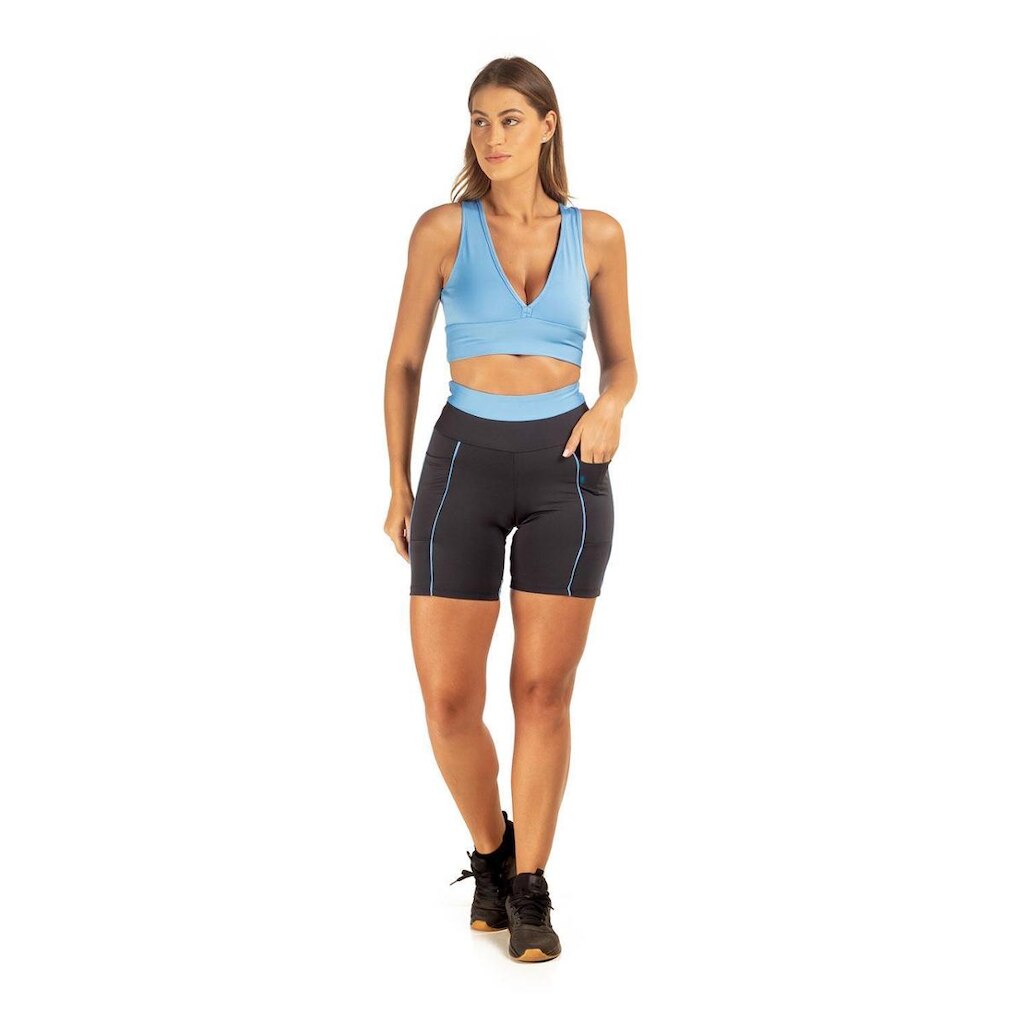 BERMUDA MARIA PRETO COM AZUL M