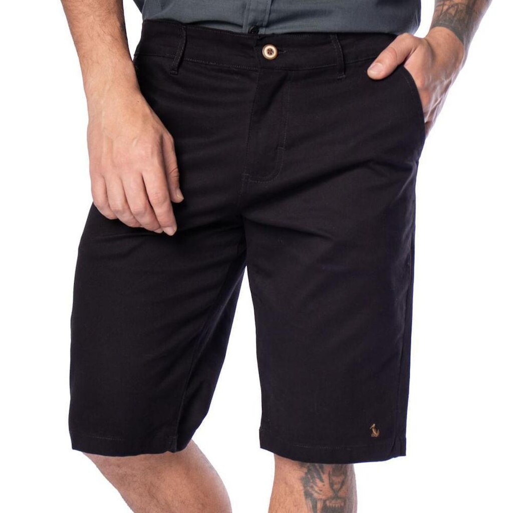 Bermuda Masculina Amil Sarja Logo Preto