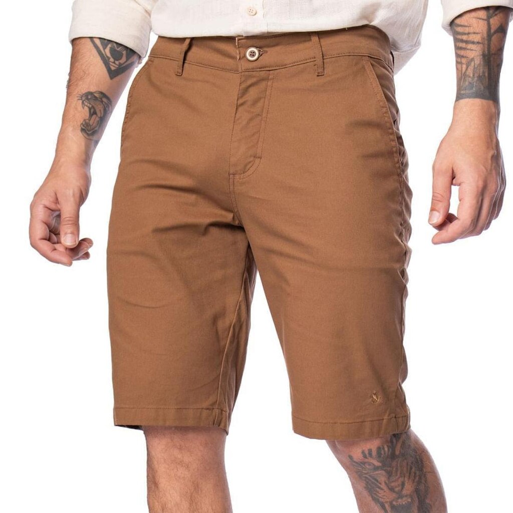Bermuda Masculina Amil Sarja Logo Verde Militar