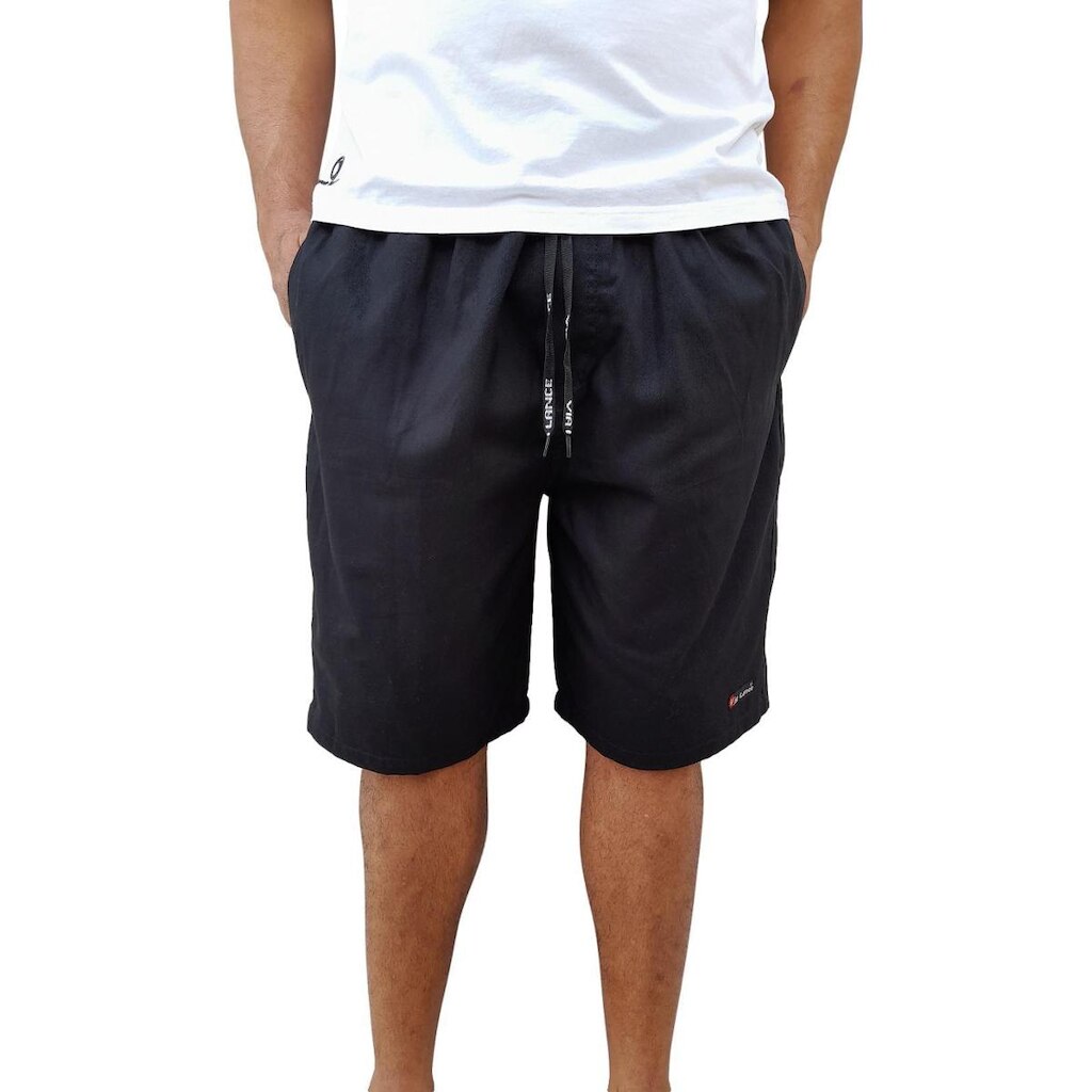 Bermuda Masculina Brim Reta Lisa Elástico Cintura Jogger