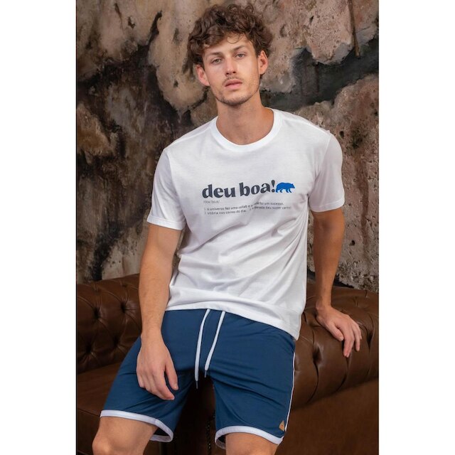 Bermuda Masculina Helanca Filete Azul Marinho