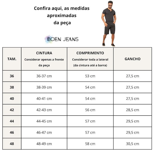 Bermuda Masculina Jeans c/ Elastano Preta Casual Confort