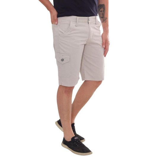 Bermuda Masculina Jeans Casual Confortável Premium - Branco Menor preço em Bermuda Masculina Jeans Casual Confortável Premium - Branco
