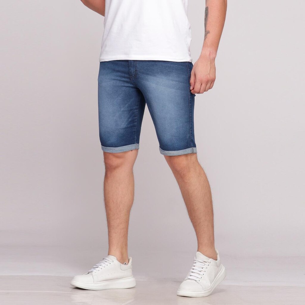 Bermuda Masculina Jeans Elastano Passeio 7919