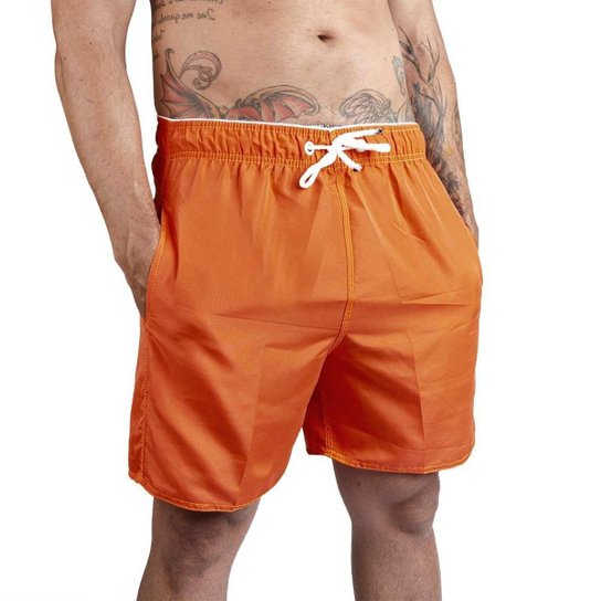 Bermuda Masculina Lisa com Bolso Short Básico Sport Academia - Laranja Menor preço em Bermuda Masculina Lisa com Bolso Short Básico Sport Academia - Laranja