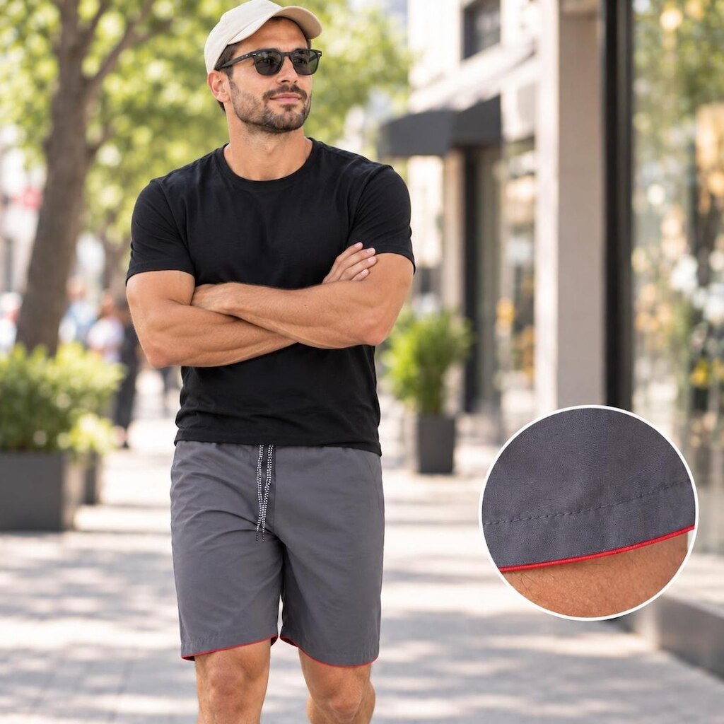 Bermuda Masculina Lisa Short Tactel Leve Bolso Traseiro