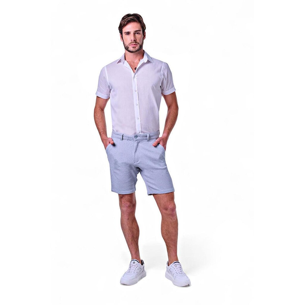 Bermuda Masculina Malha Listrada Cós Básico