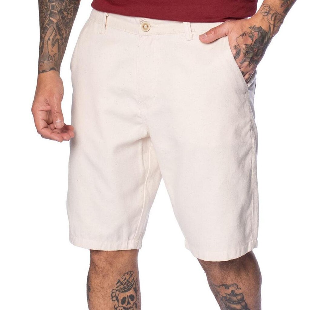Bermuda Masculina Max Denim Slim Fit Sarja Areia