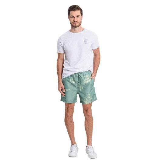 Bermuda Masculina Microfibra Estampada Rovitex Verde