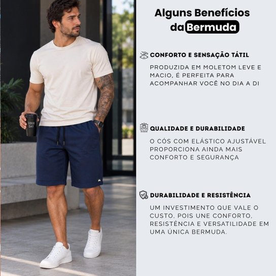 Bermuda Masculina Moletinho Short Moletom Dagg Algodão Lisa Com Bolsos