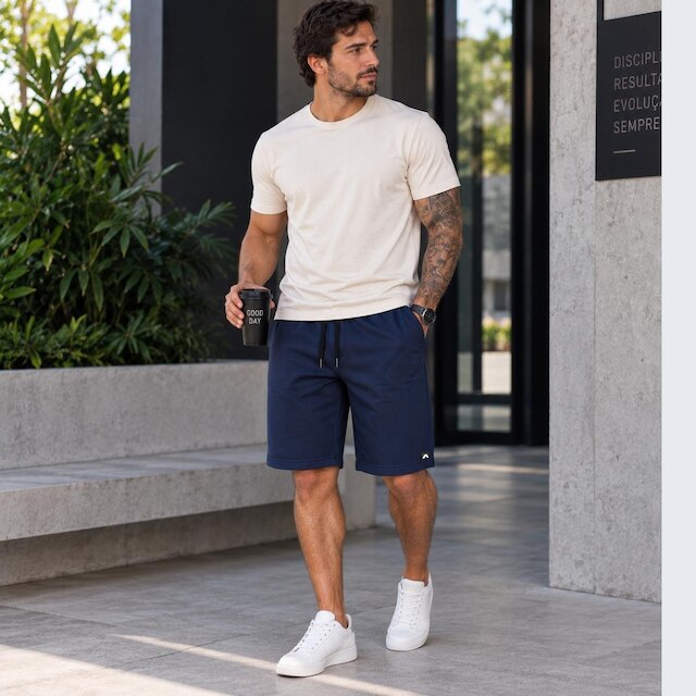 Bermuda Masculina Moletinho Short Moletom Dagg Algodão Lisa Com Bolsos