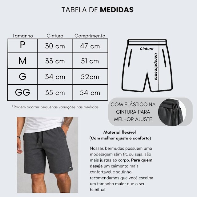 Bermuda Masculina Moletinho Short Moletom Dagg Algodão Lisa Com Bolsos