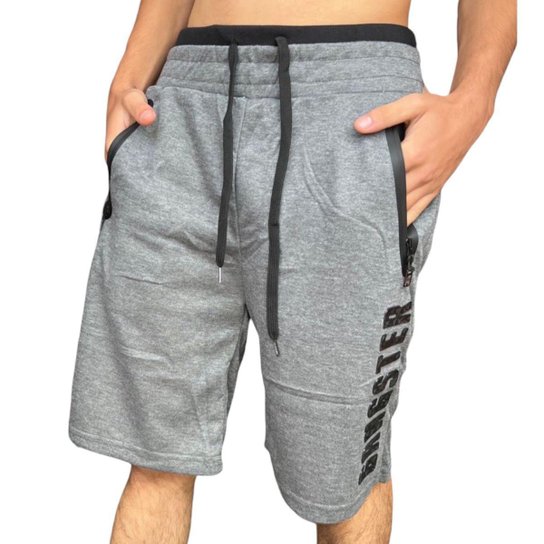 Bermuda Masculina Moletom Importada Gangster Ziper Cinza Netshoes