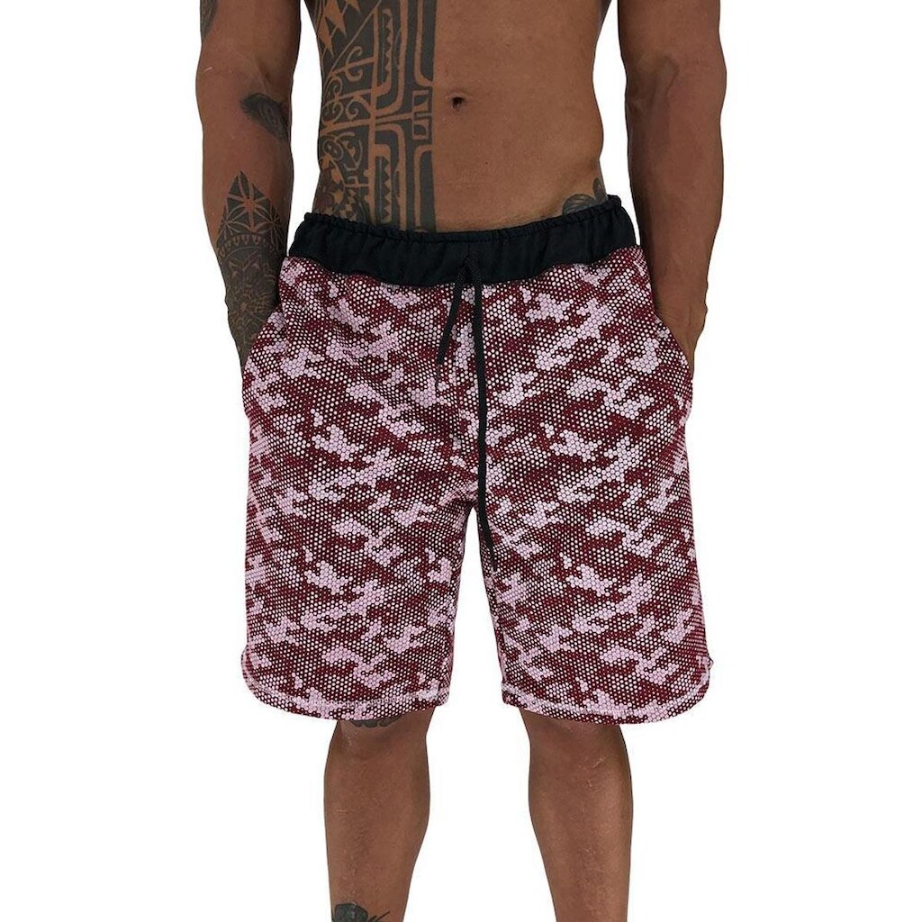 Bermuda Masculina Moletom MXD Conceito Limitada Camuflado Pontilhado Vermelho