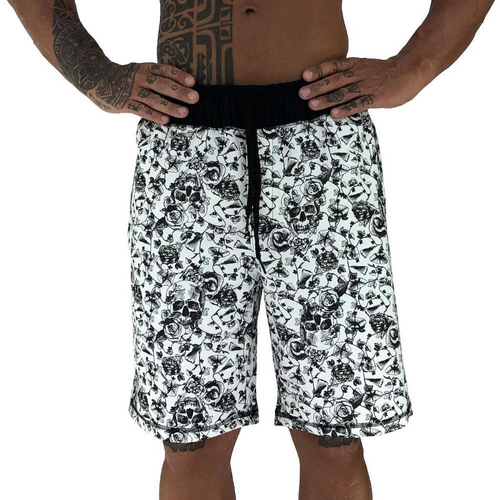 Bermuda Masculina Moletom MXD Conceito Limitada Caveiras e Rosas