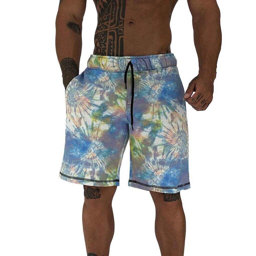 Bermuda Masculina Moletom MXD Conceito Limitada Tie Dye Azul