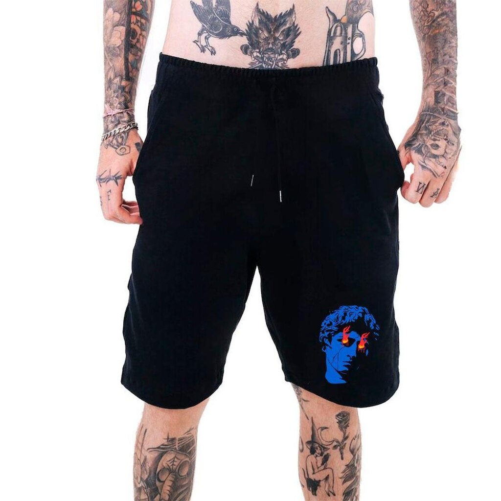 Bermuda Masculina Moletom‎ Statu Blue On Fire Abstract Streetwear
