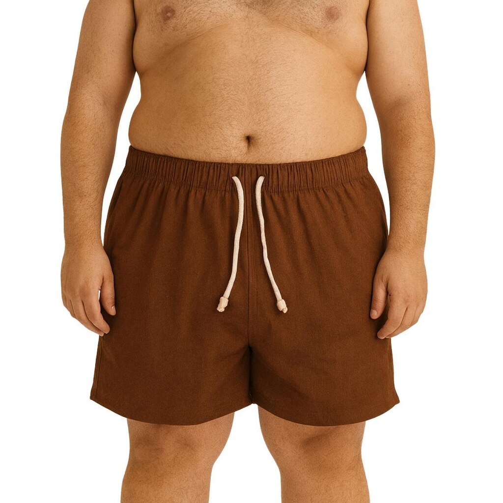 Bermuda Masculina Plus Size em Linho com Cós Ajustável e Uso Casual