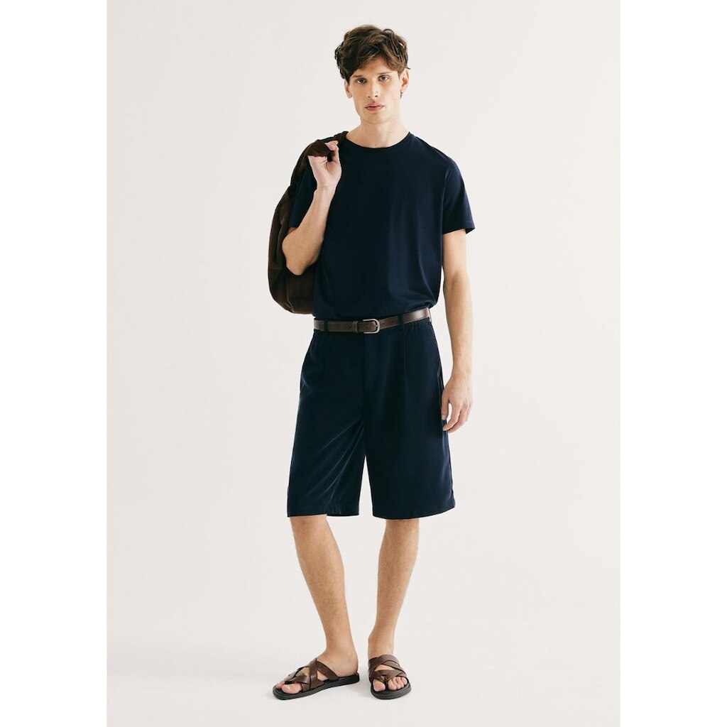Bermuda Masculina Reta Com Pregas