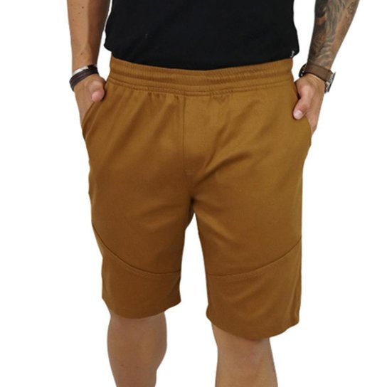 Bermuda Masculina Sarja Ajuste Elastico - Caramelo Menor preço em Bermuda Masculina Sarja Ajuste Elastico - Caramelo