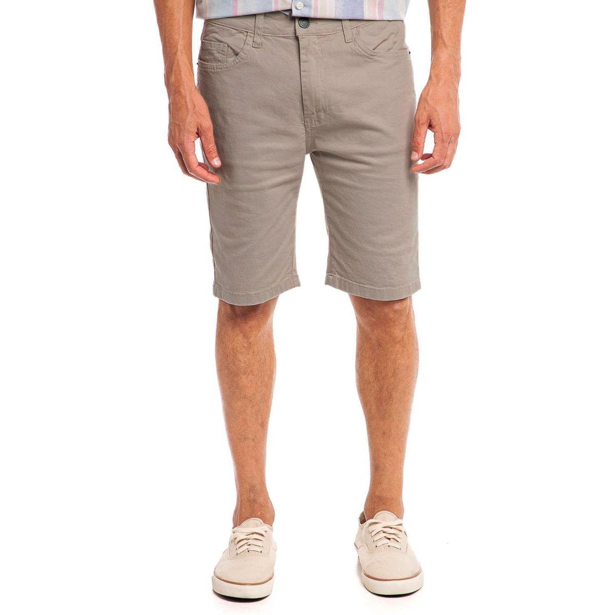 Bermuda Masculina Sarja Básica Polo Wear Bege Escuro Menor preço em Bermuda Masculina Sarja Básica Polo Wear Bege Escuro