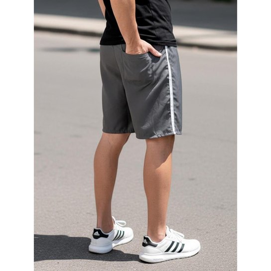 Bermuda Masculina Short Academia Esporte Tactel - Preto - P - Cinza Menor preço em Bermuda Masculina Short Academia Esporte Tactel - Preto - P - Cinza