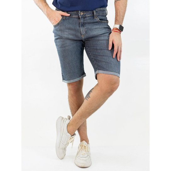 Bermuda Masculina Slim Jeans Barra Dobrada Elastano Anticorpus
